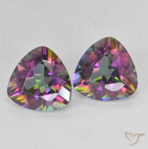 1.35 ctw Multicolor Mystic Quartz Stones, Natural Mystic Quartz in Trillion Facet Shape for Sale