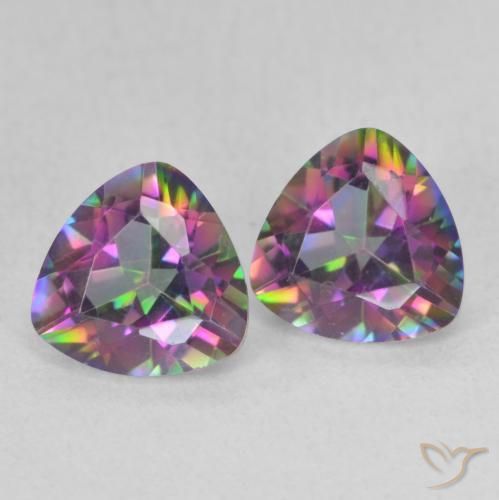 1.37 ctw Multicolor Mystic Quartz Stones, Natural Mystic Quartz in Trillion Facet Shape for Sale