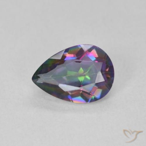 0.61ct Natural Multicolor Mystic Quartz, Pear Shape, VVS-VS