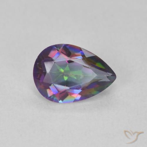 0.61 ct Multicolor Mystic Quartz Stone, Natural Mystic Quartz in Pear Facet Shape for Sale