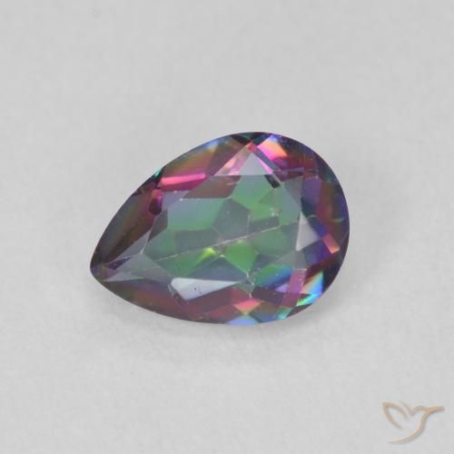 0.65ct Natural Multicolor Mystic Quartz, Pear Shape, VVS-VS