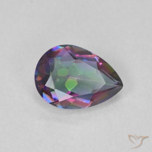 0.65 ct Multicolor Mystic Quartz Stone, Natural Mystic Quartz in Pear Facet Shape for Sale
