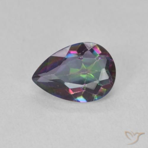 0.66ct Natural Multicolor Mystic Quartz, Pear Shape, VVS-VS
