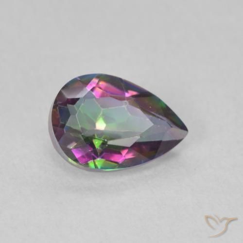 0.66 ct Multicolor Mystic Quartz Stone, Natural Mystic Quartz in Pear Facet Shape for Sale
