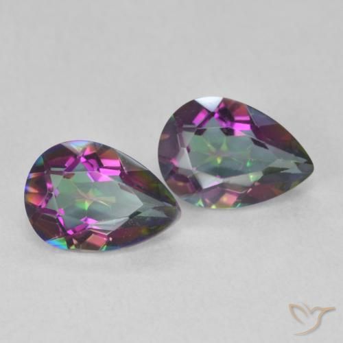 1.26 ctw Multicolor Mystic Quartz Stones, Natural Mystic Quartz in Pear Facet Shape for Sale