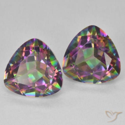 5.02 ctw Multicolor Mystic Quartz Stones, Natural Mystic Quartz in Trillion Facet Shape for Sale