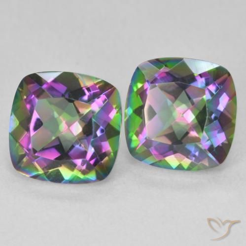 2.80 ctw Multicolor Mystic Quartz Stones, Natural Mystic Quartz in Cushion-Cut Shape for Sale