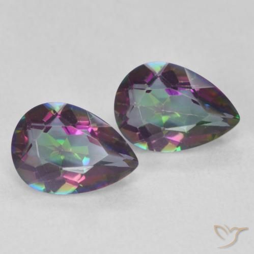 1.26 ctw Multicolor Mystic Quartz Stones, Natural Mystic Quartz in Pear Facet Shape for Sale