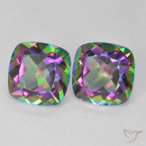 2.81 ctw Multicolor Mystic Quartz Stones, Natural Mystic Quartz in Cushion-Cut Shape for Sale