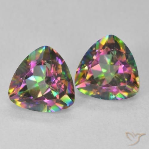 1.44 ctw Multicolor Mystic Quartz Stones, Natural Mystic Quartz in Trillion Facet Shape for Sale