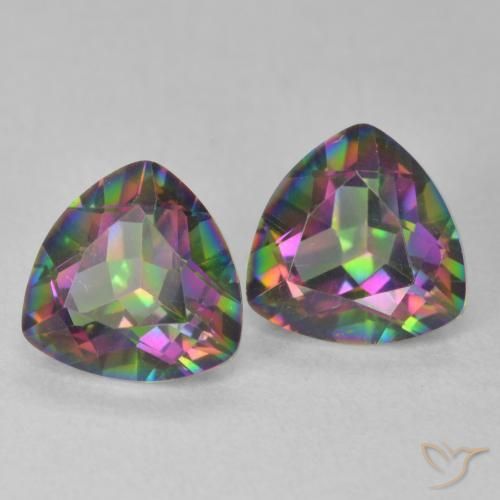 2.29 ctw Multicolor Mystic Quartz Stones, Natural Mystic Quartz in Trillion Facet Shape for Sale