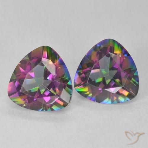 1.32 ctw Multicolor Mystic Quartz Stones, Natural Mystic Quartz in Trillion Facet Shape for Sale