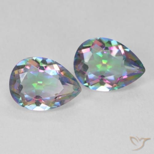 2.19 ctw Multicolor Mystic Quartz Stones, Natural Mystic Quartz in Pear Facet Shape for Sale