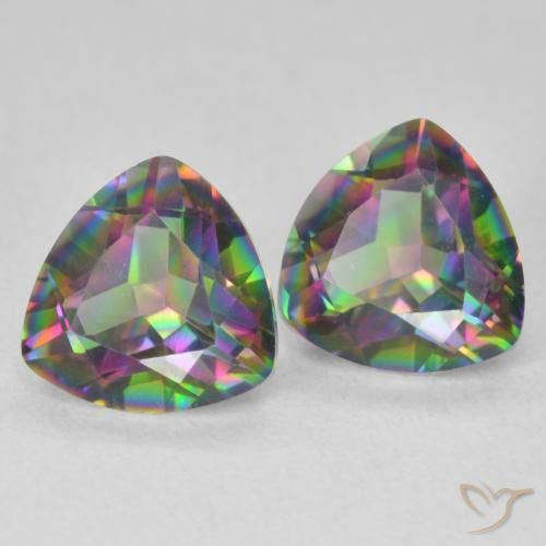 2.27 ctw Multicolor Mystic Quartz Stones, Natural Mystic Quartz in Trillion Facet Shape for Sale