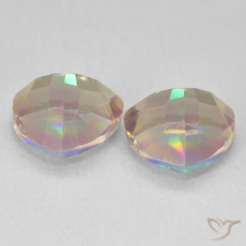 Mystic Quartz Gemstones in 7 x 6.1 mm Size for Sale, Mystic Quartz Stones in Multicolor Color