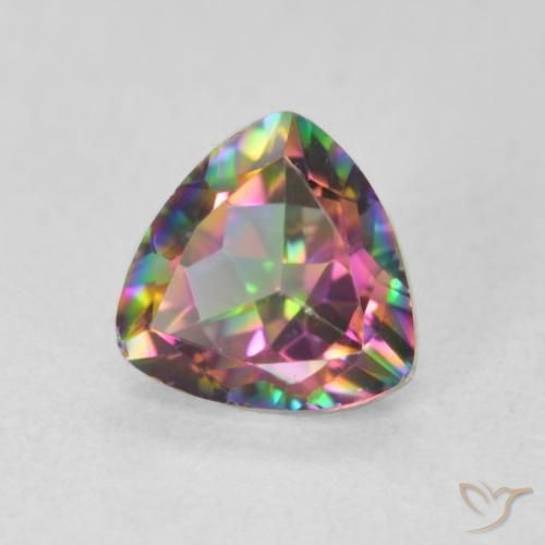 0.70 ct Multicolor Mystic Quartz Stone, Natural Mystic Quartz in Trillion Facet Shape for Sale