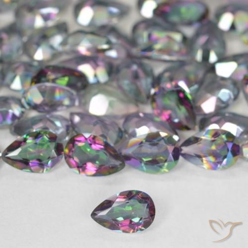 18.25 ctw Multicolor Mystic Quartz Gemstones, Mystic Quartz Gems in Pear Facet Shape for Sale.