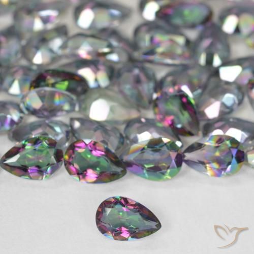 18.25 ctw Multicolor Mystic Quartz Stones, Natural Mystic Quartz in Pear Facet Shape for Sale