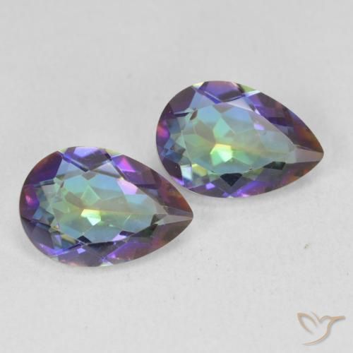 3.42 ctw Multicolor Mystic Quartz Stones, Natural Mystic Quartz in Pear Facet Shape for Sale