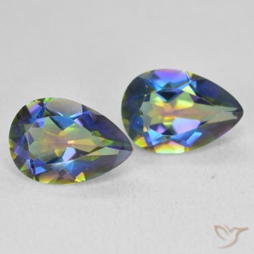 3.72 ctw Multicolor Mystic Quartz Stones, Natural Mystic Quartz in Pear Facet Shape for Sale