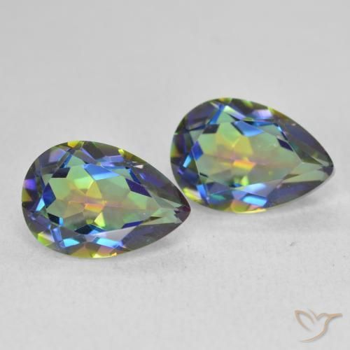3.76 ctw Multicolor Mystic Quartz Stones, Natural Mystic Quartz in Pear Facet Shape for Sale