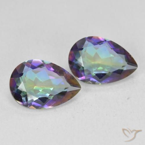 3.43 ctw Multicolor Mystic Quartz Stones, Natural Mystic Quartz in Pear Facet Shape for Sale