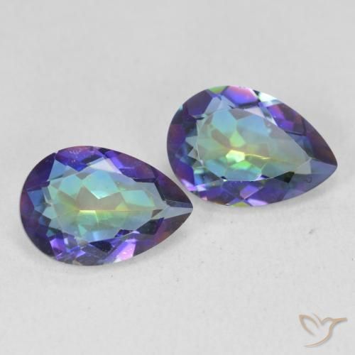 3.42 ctw Multicolor Mystic Quartz Stones, Natural Mystic Quartz in Pear Facet Shape for Sale