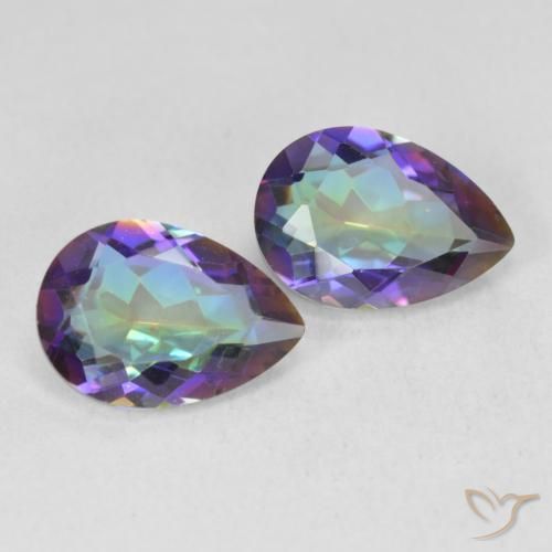 3.43 ctw Multicolor Mystic Quartz Stones, Natural Mystic Quartz in Pear Facet Shape for Sale