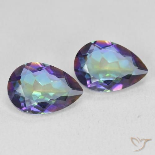 3.43 ctw Multicolor Mystic Quartz Stones, Natural Mystic Quartz in Pear Facet Shape for Sale
