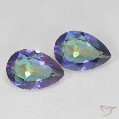 3.45 ctw Multicolor Mystic Quartz Stones, Natural Mystic Quartz in Pear Facet Shape for Sale