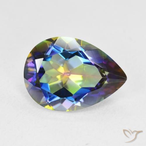 4.91 ct Multicolor Mystic Quartz Stone, Natural Mystic Quartz in Pear Facet Shape for Sale