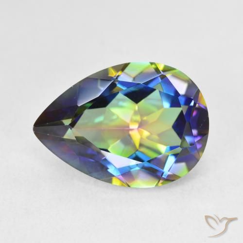 5.12ct Natural Multicolor Mystic Quartz, Pear Shape, VVS