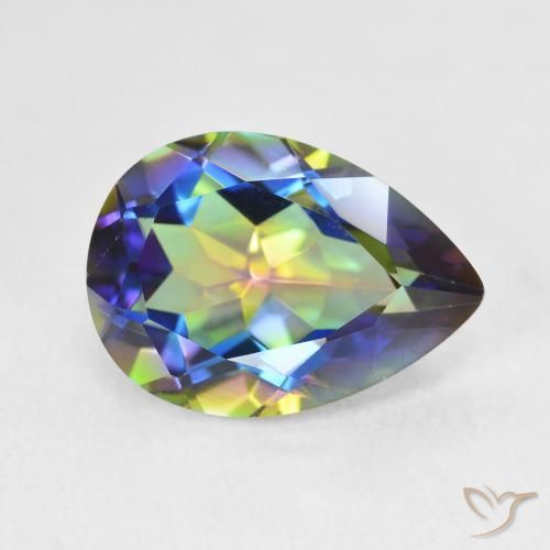 5.12 ct Multicolor Mystic Quartz Stone, Natural Mystic Quartz in Pear Facet Shape for Sale
