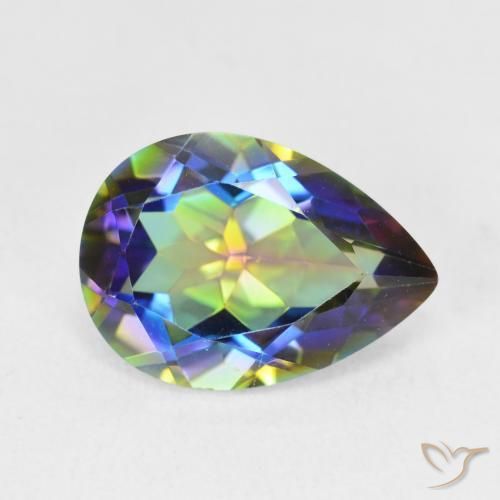 4.90 ct Multicolor Mystic Quartz Stone, Natural Mystic Quartz in Pear Facet Shape for Sale