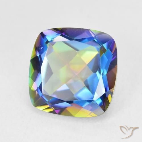 6.98 ct Multicolor Mystic Quartz Stone, Natural Mystic Quartz in Cushion-Cut Shape for Sale