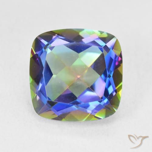 6.74 ct Multicolor Mystic Quartz Gemstone, Mystic Quartz Gem in Cushion-Cut Shape for Sale.