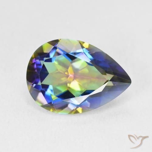 5.07ct Natural Multicolor Mystic Quartz, Pear Shape, VVS
