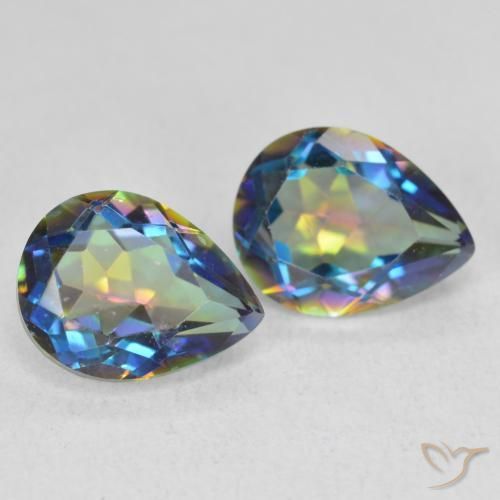 3.22 ctw Multicolor Mystic Quartz Stones, Natural Mystic Quartz in Pear Facet Shape for Sale