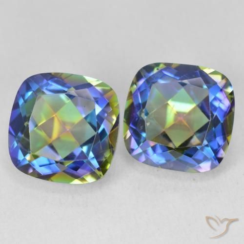 8.60 ctw Multicolor Mystic Quartz Stones, Natural Mystic Quartz in Cushion-Cut Shape for Sale