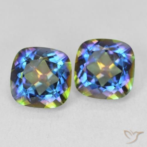 4.15 ctw Multicolor Mystic Quartz Stones, Natural Mystic Quartz in Cushion-Cut Shape for Sale