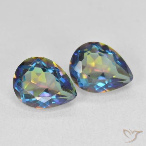 3.34 ctw Multicolor Mystic Quartz Stones, Natural Mystic Quartz in Pear Facet Shape for Sale
