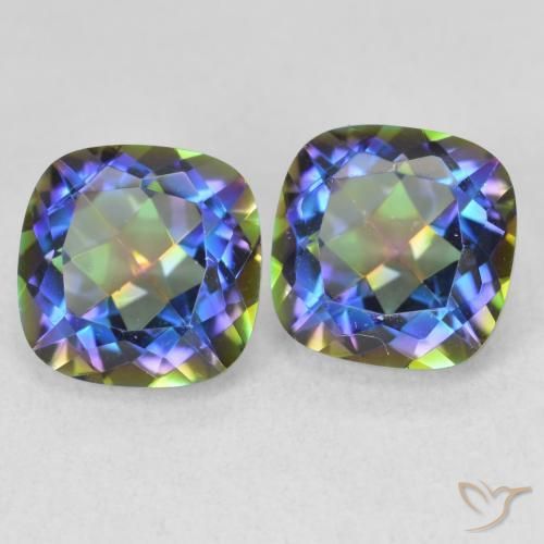 4.18 ctw Multicolor Mystic Quartz Stones, Natural Mystic Quartz in Cushion-Cut Shape for Sale