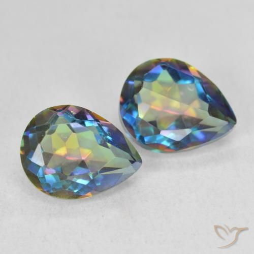 3.31 ctw Multicolor Mystic Quartz Stones, Natural Mystic Quartz in Pear Facet Shape for Sale