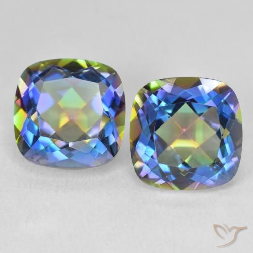8.55 ctw Multicolor Mystic Quartz Gemstones, Mystic Quartz Gems in Cushion-Cut Shape for Sale.