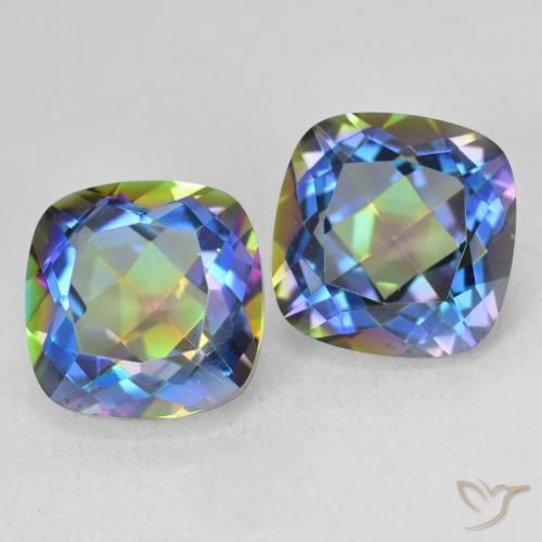 8.55 ctw Multicolor Mystic Quartz Stones, Natural Mystic Quartz in Cushion-Cut Shape for Sale