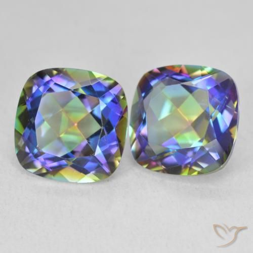 8.35 ctw Multicolor Mystic Quartz Stones, Natural Mystic Quartz in Cushion-Cut Shape for Sale