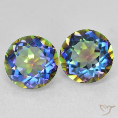 3.93 ctw Multicolor Mystic Quartz Stones, Natural Mystic Quartz in Round Facet Shape for Sale