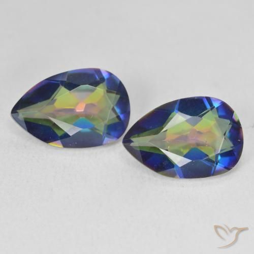 4.95ctw Natural Multicolor Mystic Quartz, Pear Shape, VVS-VS