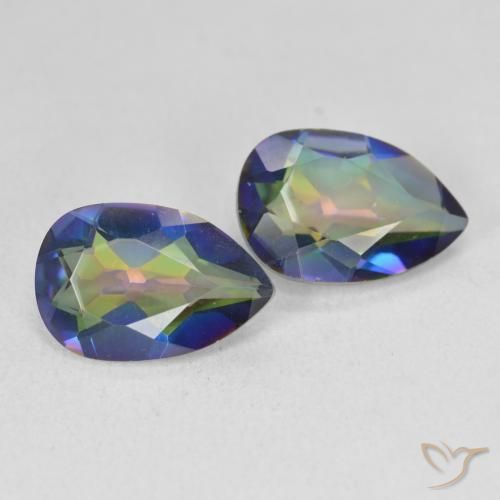 4.95 ctw Multicolor Mystic Quartz Stones, Natural Mystic Quartz in Pear Facet Shape for Sale