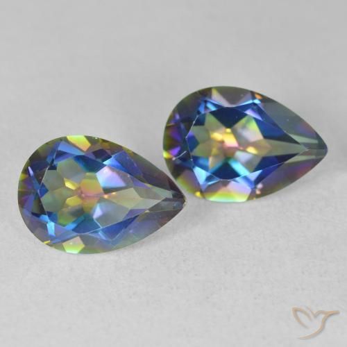 3.70 ctw Multicolor Mystic Quartz Stones, Natural Mystic Quartz in Pear Facet Shape for Sale
